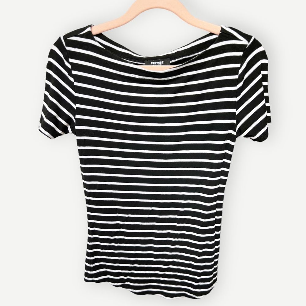 Premise Studio Short Sleeve Striped Super Soft T-shirt. Top. XS.